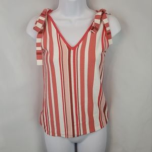 Ann Taylor Top Striped Tie Shoulder